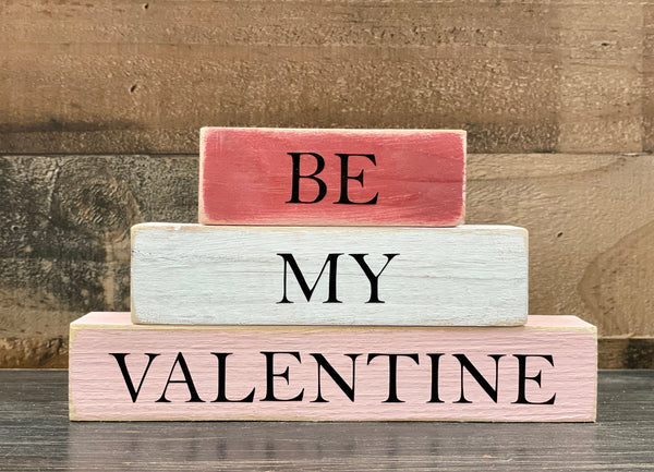 Valentines day decor, Tiered tray, Wooden blocks, Be my Valentine, Wood conversation heart, Gift for her, Rustic