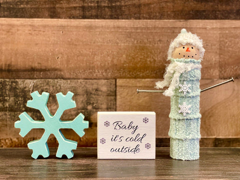 Winter tiered tray, Wood Snowman, Baby it's cold outside, Wooden snowflake, Sweater snowman, Sign