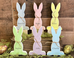 Personalized bunny, Easter decor, Wood bunny, Tiered tray decor, Easter basket, Baby keepsake