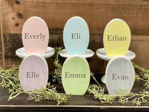 Personalized wood Easter egg, Easter decor, Tiered tray, Baby keepsake
