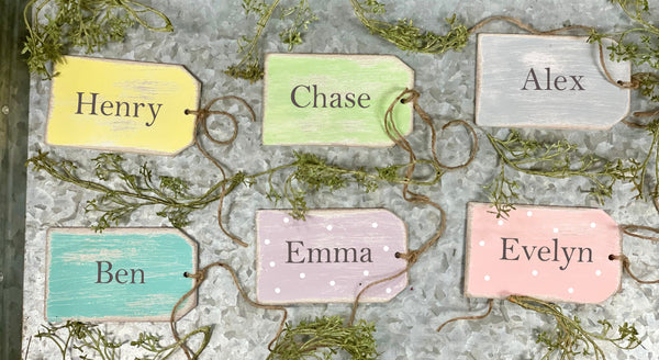 Easter basket tag, Personalized wooden gift tag, Easter decor