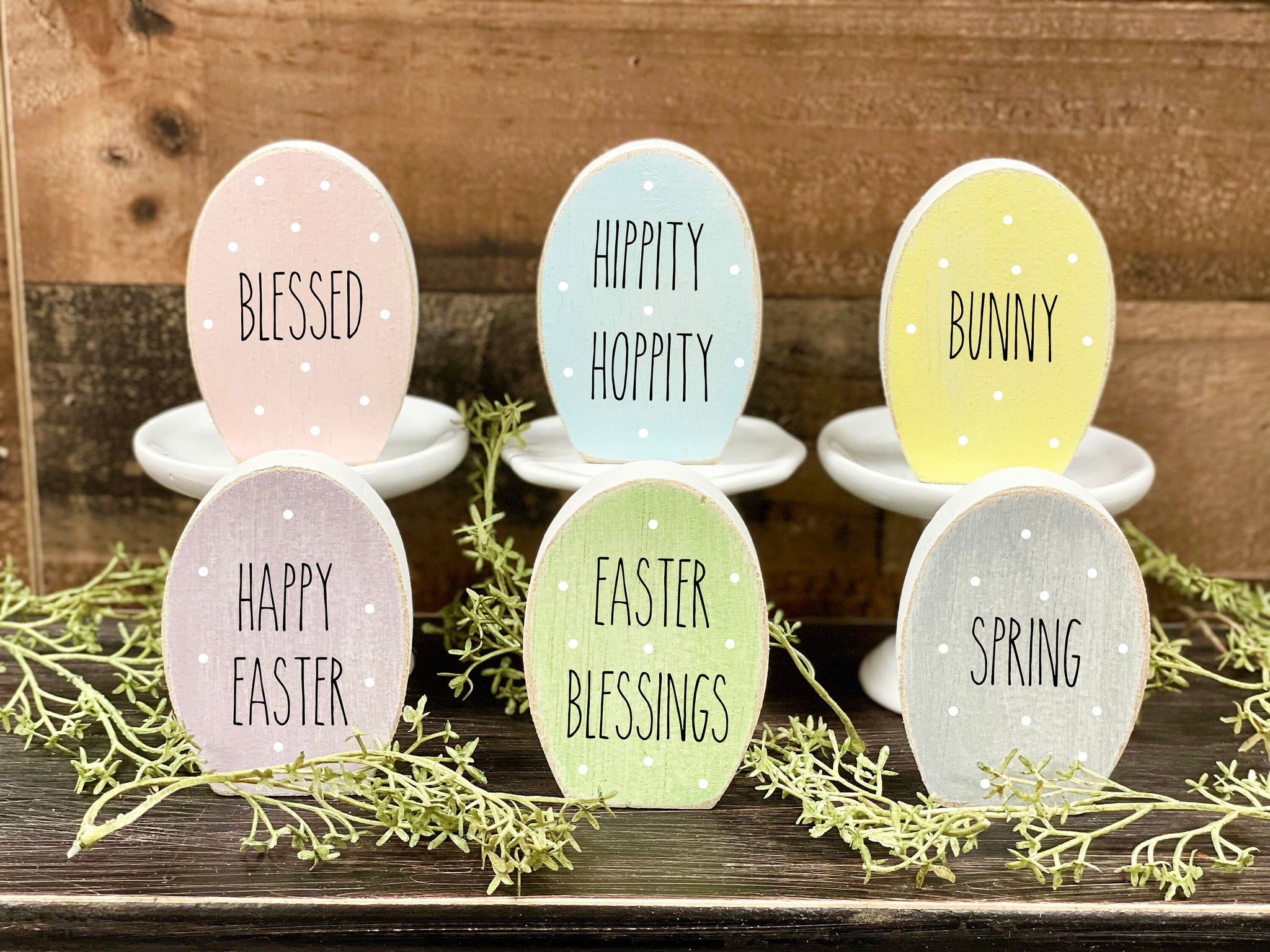 Easter egg bowl filler, Set of 3, Easter decor, Holiday tiered tray, Wooden eggs, Spring decorations, Baby keepsake