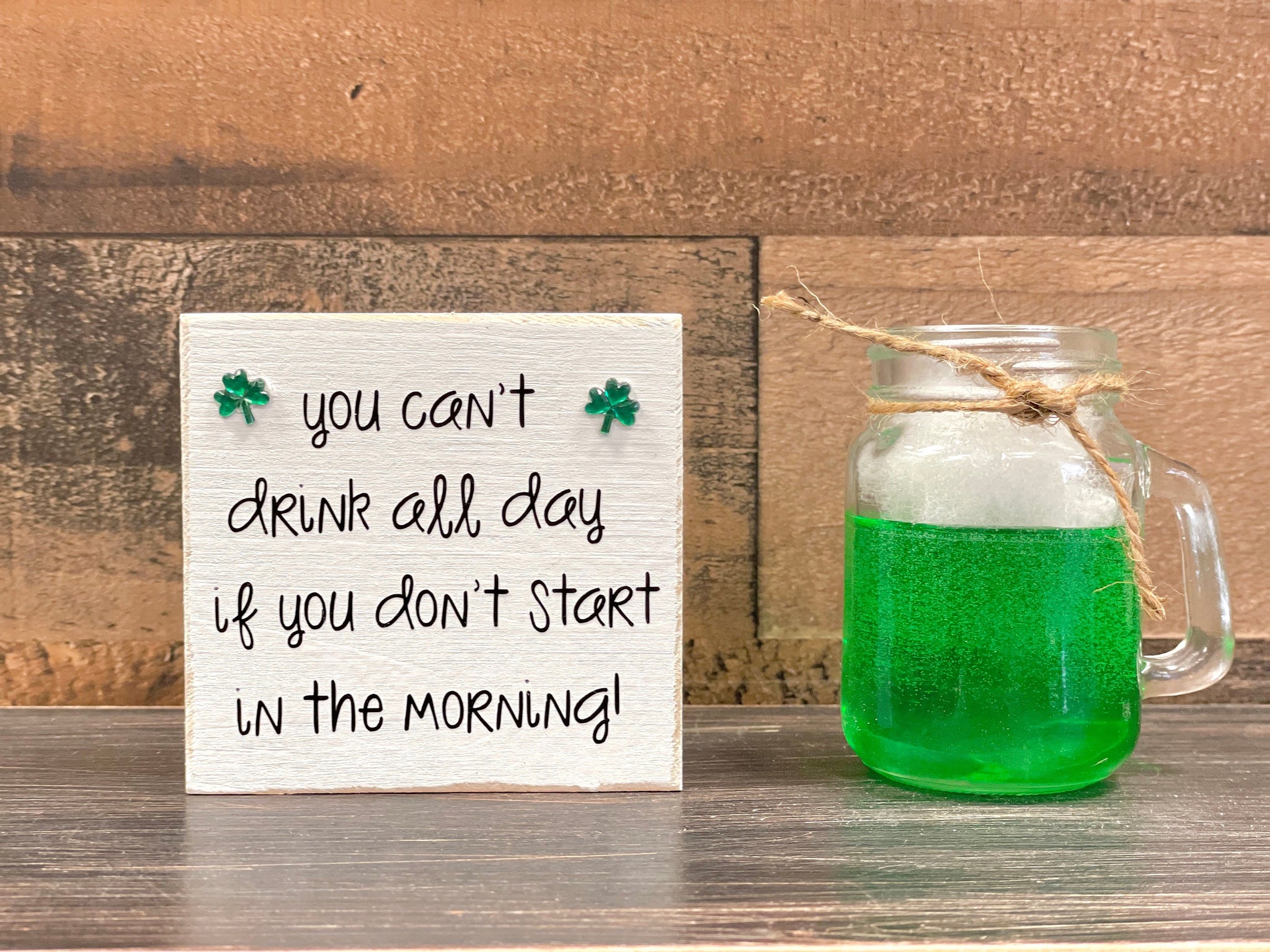 Green beer, St. Patrick's day decor, Faux beer mug, Tiered tray sign, Bar decor, St. Patty's day gift