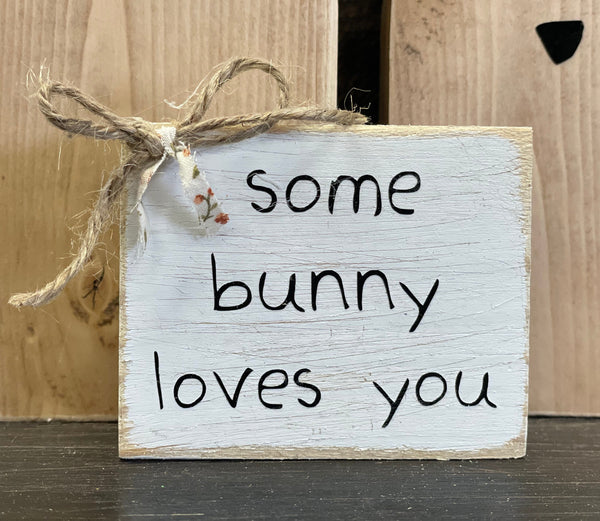 Wood bunnies, Flower nursery decor, Baby shower gift, Tiered tray, Easter basket, Baby keepsake, Nursery shelf sitters