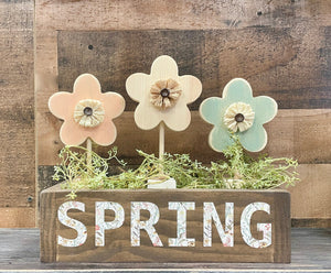 Spring decor, Wooden flowers, box centerpiece, Wood daisies, Easter, Mother's day gift, Wild flowers. Garden party