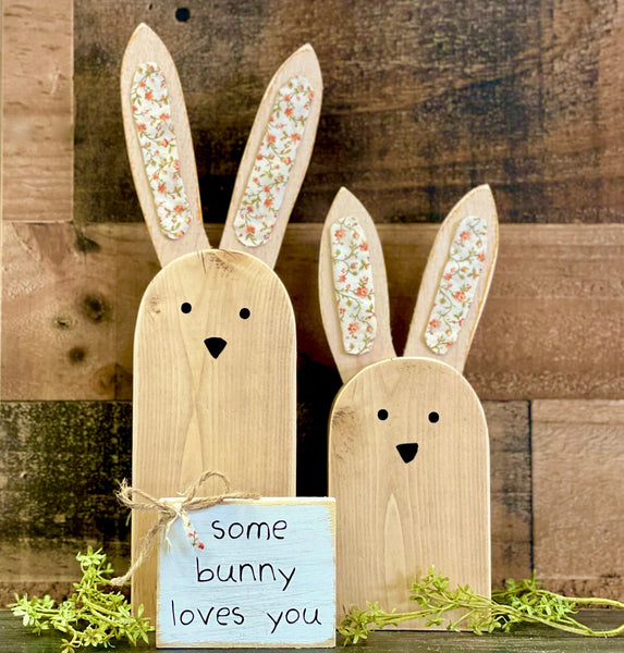 Wood bunny, Easter decor, Baby shower gift, Tiered tray, Easter basket, Baby keepsake, Nursery shelf sitters