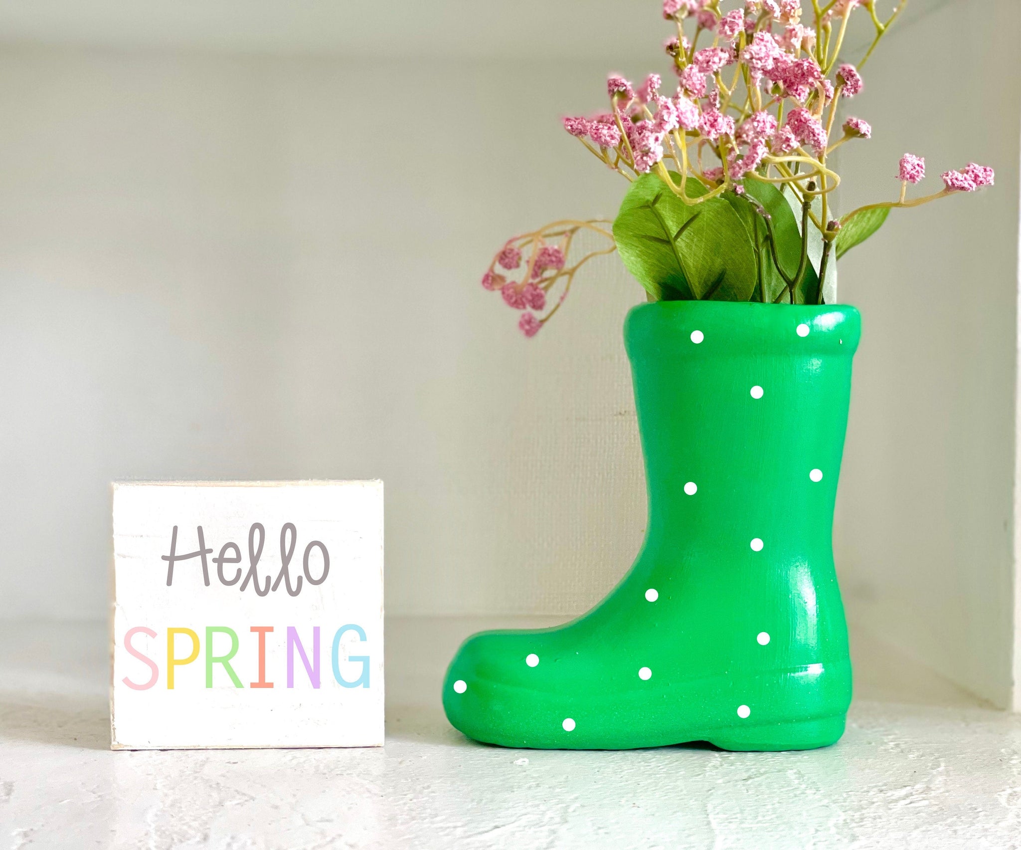 Ceramic rain boot, indoor planter, Spring decor, flower vase, Mother's day gift, Tiered tray decor, Easter, Hostess gift