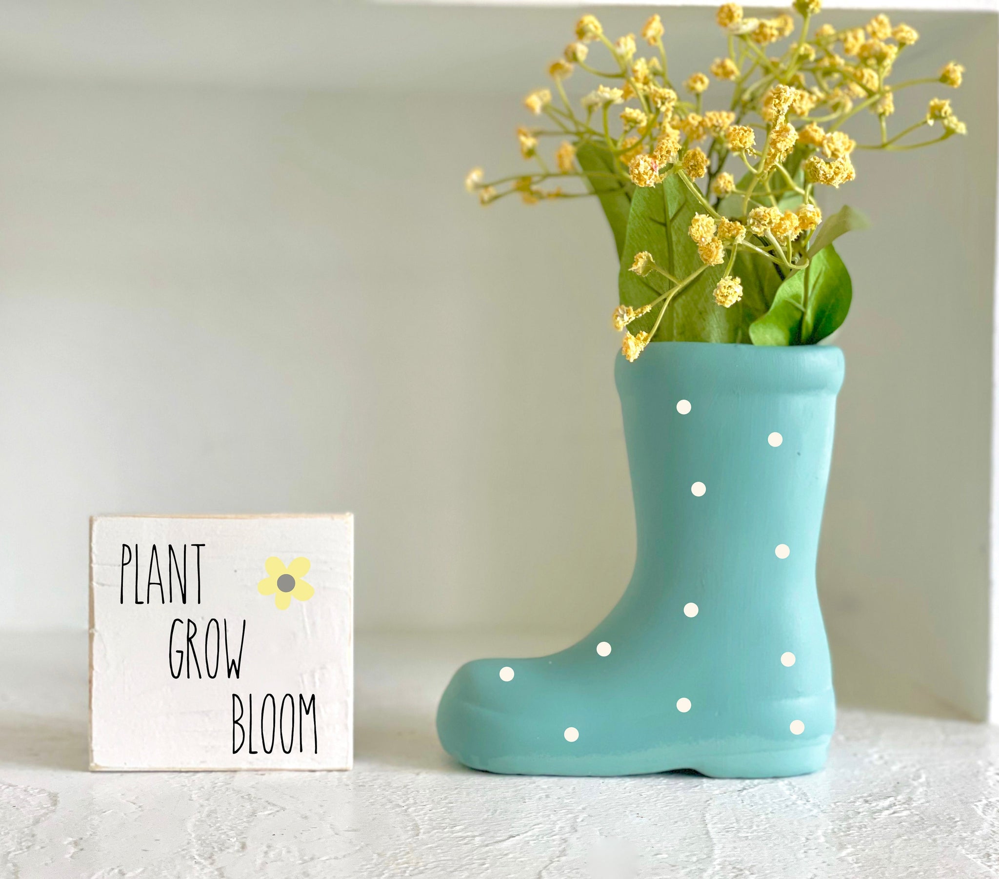 Rain boot planter, Spring decor, Ceramic flower vase, Mother's day gift, Tiered tray decor, Plant grow bloom, Easter, Hostess gift