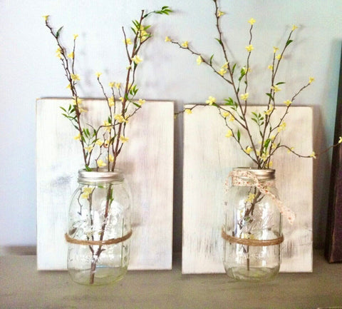 Mason jar wall vase, set of 2