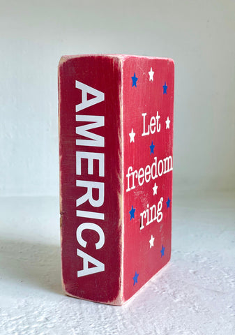 4th of July decor, Faux wooden book, Memorial day, America sign, Summer tiered tray, Patriotic decoration