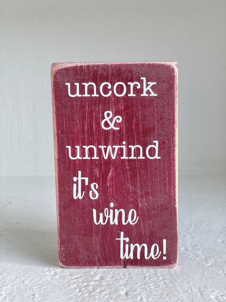 Wine decor, Wooden faux book, Tiered tray sign, red wine shelf sitter, Uncork and Unwind, Housewarming gift, Wine lover, Bar decor