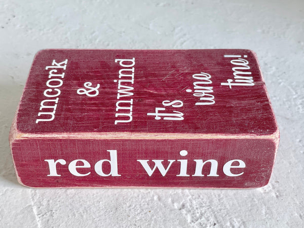 Wine decor, Wooden faux book, Tiered tray sign, red wine shelf sitter, Uncork and Unwind, Housewarming gift, Wine lover, Bar decor