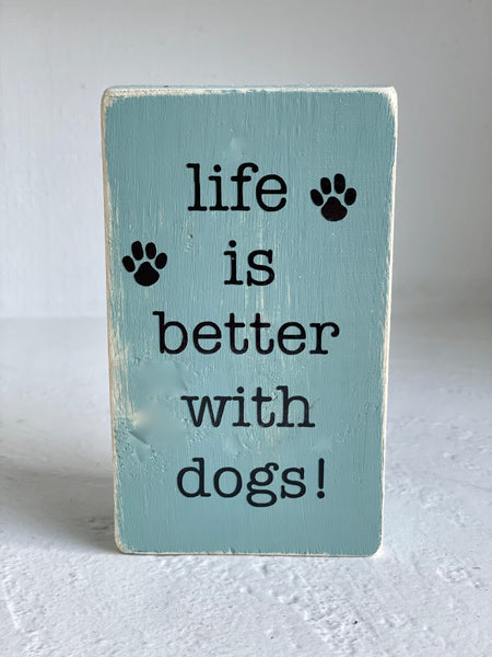 Dog themed tiered tray sign, Wooden book, Gift for dog lover, tiered tray decor, Life is better with dogs, Housewarming gift