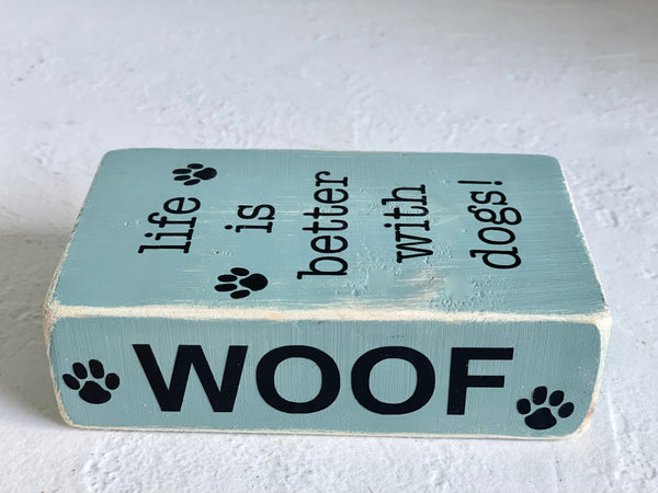 Dog themed tiered tray sign, Wooden book, Gift for dog lover, tiered tray decor, Life is better with dogs, Housewarming gift