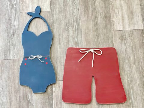 Cottage wall hangings, Retro wood bathing suits, Lake life sign, Pool house, Lake house, Unique cottage wall decor