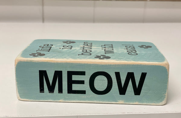 Meow wood faux book, Cat themed decor, Wooden book, Gift for pet lover, tiered tray decor, you, me and the cats, Housewarming gift