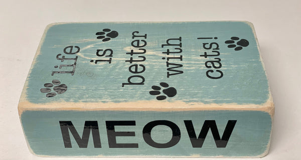 Meow wood faux book, Cat themed decor, Wooden book, Gift for pet lover, tiered tray decor, you, me and the cats, Housewarming gift