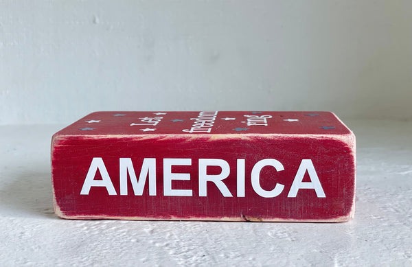 4th of July decor, Faux wooden book, Memorial day, America sign, Summer tiered tray, Patriotic decoration