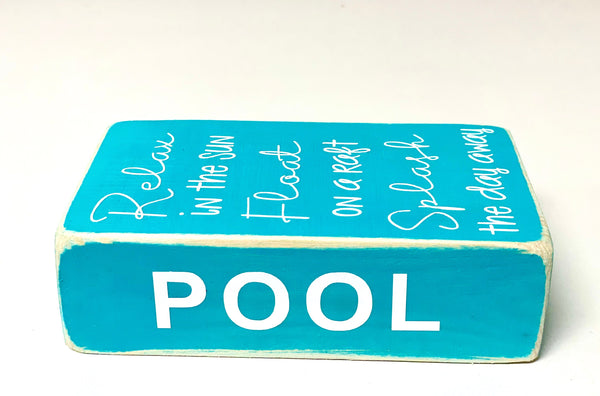Pool sign, Summer decor, Wooden faux book, Tiered tray sign, Summer words, Housewarming, Teacher gift