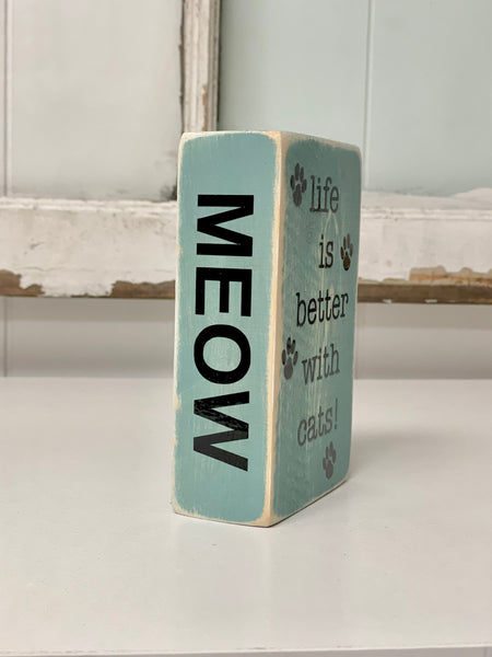 Meow wood faux book, Cat themed decor, Wooden book, Gift for pet lover, tiered tray decor, you, me and the cats, Housewarming gift