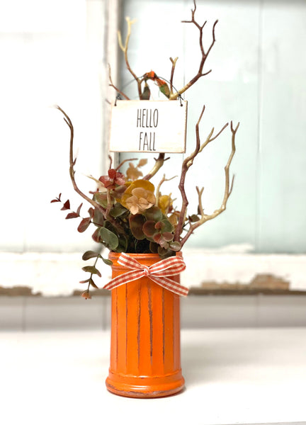 Fall vase with florals and branches, Autumn floral decor, Tiered tray, Hello fall, Fall centerpiece, Hostess gift