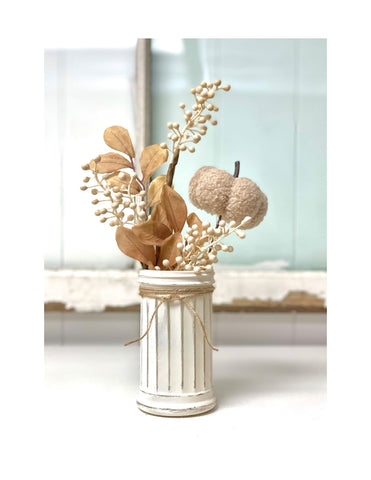 Fall floral vase with fabric pumpkin, Autumn tiered tray decor, Fall centerpiece, Hostess gift