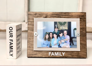 Personalized wood frame, Family faux book, 4x6 picture frame, Personalized Father's day gift, Kid's names book