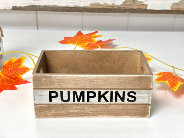 Fall decor bundle, Pumpkin crate, Wooden pumpkins, Faux hot cider, Mini wood book stack