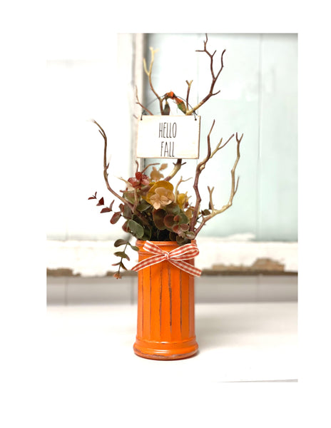 Fall vase with florals and branches, Autumn floral decor, Tiered tray, Hello fall, Fall centerpiece, Hostess gift