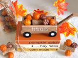 Fall decor, Book stack with wood wagon, Fall tiered tray decor, Wagon with pumpkins, Pumpkin patch