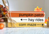 Fall decor, Book stack with wood wagon, Fall tiered tray decor, Wagon with pumpkins, Pumpkin patch