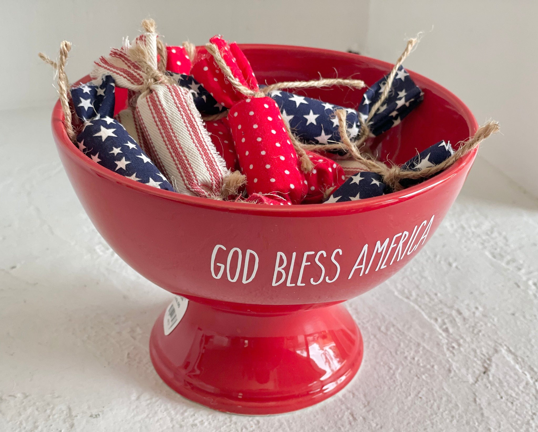 4th of July bowl, God bless America, Fourth of July decor, Old fashioned candy, pedestals, Tiered tray, Serving bowl, candy bowl fillers