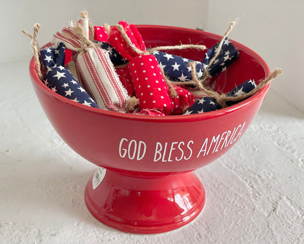 4th of July bowl, God bless America, Fourth of July decor, Old fashioned candy, pedestals, Tiered tray, Serving bowl, candy bowl fillers