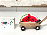 Summer tiered tray decor, Watermelon and ant, Wood wagon with watermelon, Summer sign