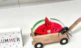 Summer tiered tray decor, Watermelon and ant, Wood wagon with watermelon, Summer sign