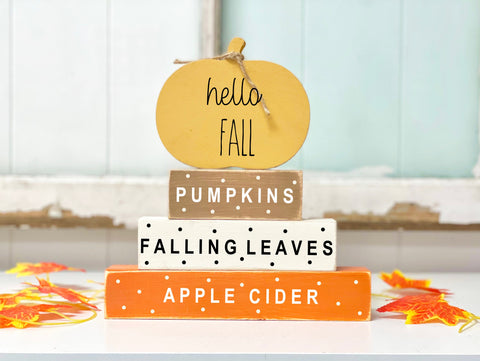 Fall blocks for tiered trays, Fall decor, Wooden pumpkin