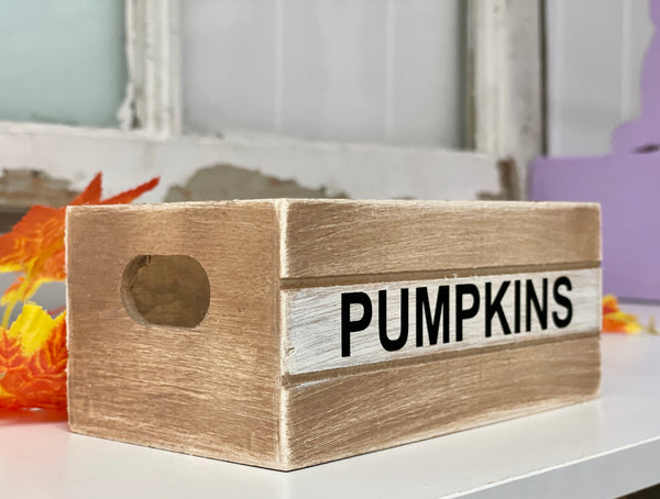 Fall decor bundle, Pumpkin crate, Wooden pumpkins, Faux hot cider, Mini wood book stack
