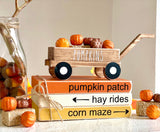 Fall decor, Book stack with wood wagon, Fall tiered tray decor, Wagon with pumpkins, Pumpkin patch