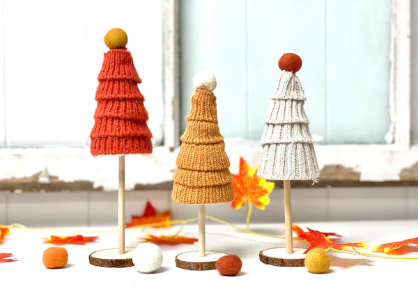 Sweater trees for fall decor, Tiered tray decor, Set of 3 trees