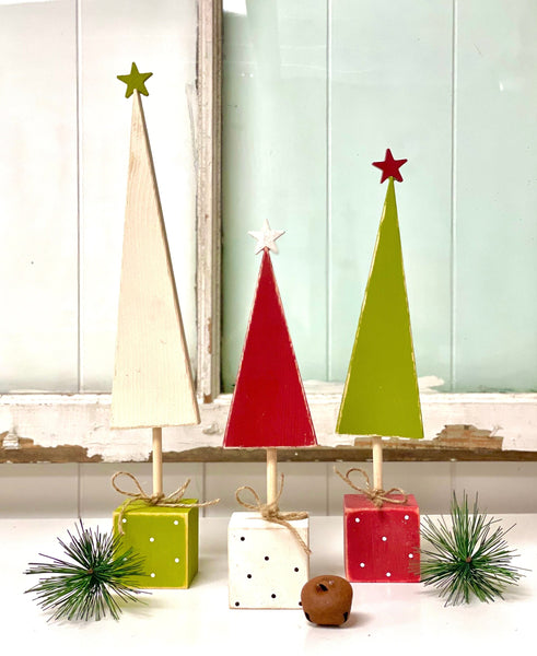 Wood Christmas trees, set of 3