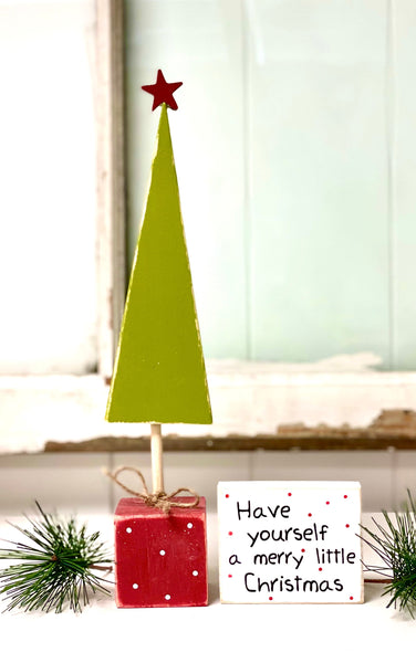 Wooden tree for Christmas decor, Have yourself a merry little Christmas sign