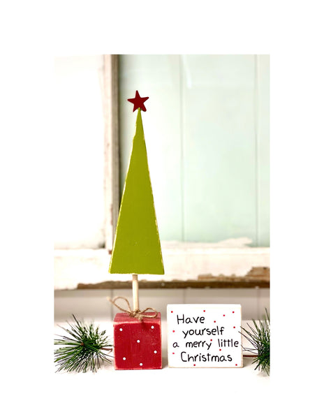 Wooden tree for Christmas decor, Have yourself a merry little Christmas sign