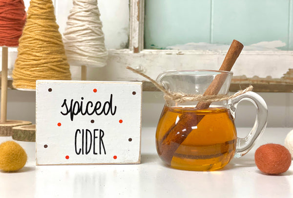 Fall decor, Apple cider pitcher and glass, Fall tiered tray, Wooden sign