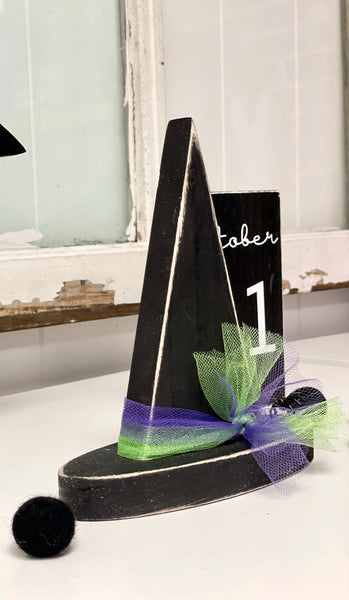 Wood witch hat for Halloween decor