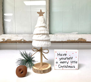 Sweater tree for Winter tiered tray, Christmas decor, Have yourself a merry little Christmas sign
