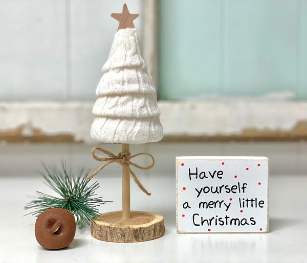 Sweater tree for Winter tiered tray, Christmas decor, Have yourself a merry little Christmas sign