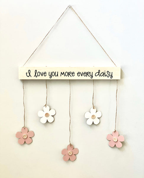 Wooden flower wall hanging, Daisies for nursery decor