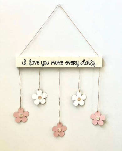 Wooden flower wall hanging, Daisies for nursery decor