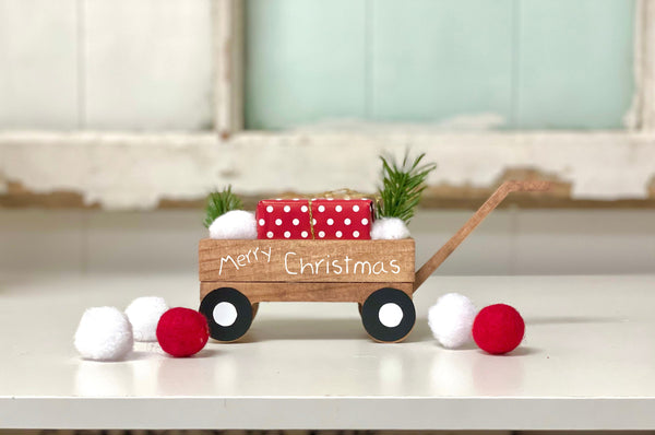 Christmas wagon, Christmas tiered tray decor