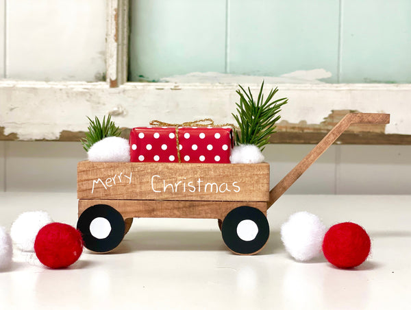 Christmas wagon, Christmas tiered tray decor